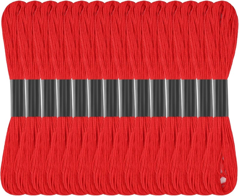 JUPEAN Red Embroidery Floss: Embroidery Thread 120 Yards Friendship Bracelet String Cross Stitch Cotton Yarn for DIY Bracelet Making - Image 1